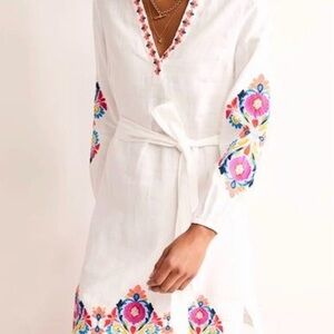 Boden linen dress NWT 8 Cleo Embroidered Tunic Bright Floral D0888